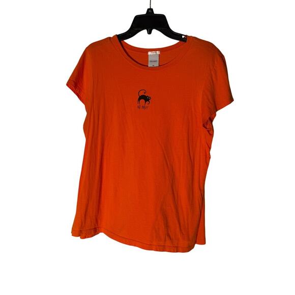 Unbranded Tops - Vintage Y2K Orange Black Cat T-shrit Fitted Women's XL